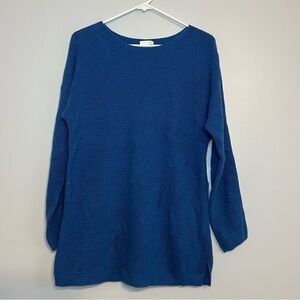 J Jill Womens Cotton Lyocell Crew Neck Pullover Sweater Soft Sz S Blue Normcore